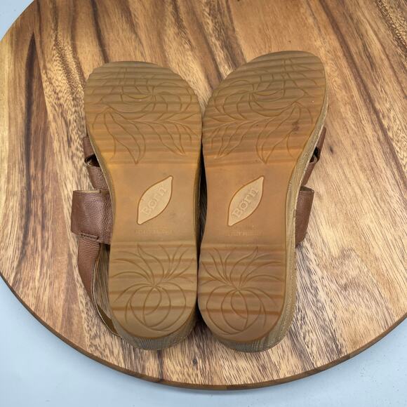 Born Sandals Womens Size 6 M Brown Leather Strappy Wedges Casual Shoes Comfort - Picture 7 of 9
